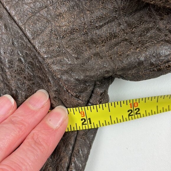 Vintage Exclusive "Baez" 80's Cropped Brown Leather Blazer Jacket - Picture 12 of 12